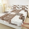 thumbnail image 3 of Feelyou Leopard Zebra Print Full Size Sheets for Women, Fashion Princess Bow-tie Bed Sheets, Brown Stripes Sheet Sets, Microfiber Bedroom Decor, 4 Pieces, 3 of 7