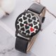 thumbnail image 3 of Reloj de pulsera de mujer con correa de PU de cuarzo con patrón de corazón con pantalla analógica de moda negro, 3 of 3