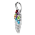 thumbnail image 2 of FB Jewels Sterling Silver Rhodium-plated Multi-color Gemstone Basket Pendant/ Pin, 2 of 3