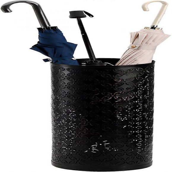 Porte-Parapluie Rond en métal, bac à Parapluie sur Pied, Support de Cannes de Marche pour entrée, Maison, Bureau, Noir