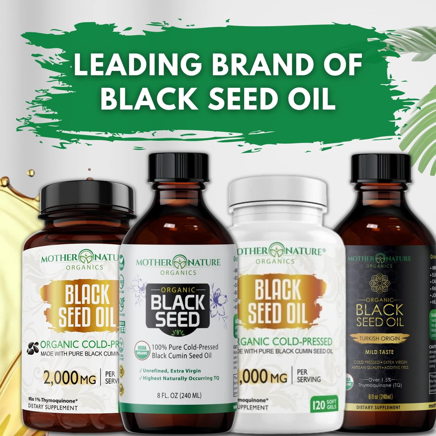 Mother Nature Organics Black Seed Oil Capsules 2000mg – 180 Softgels | Supports Heart, Immune & Digestive Health | Promotes Hair & Nail Strength