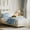 Beige, variant on Twin Bed Frame with Storage Headboard, Girls Bed Frame with 2 Drawers, Velvet Platform Bed Mattress Foundation, Heavy Duty Steel Support Legs, Easy Assembly, No Box Spring Needed