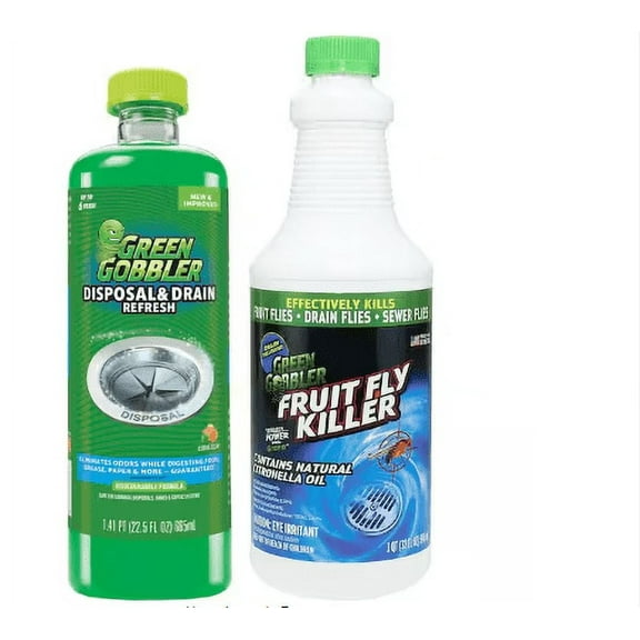Green Gobbler 32 oz. Fruit Fly and Drain Fly Killer with 22.5 oz. Disposal and Drain Cleaner