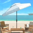 thumbnail image 2 of Safavieh Milan Fringe 9' Market Crank Double Top Patio Umbrella, White, 2 of 6