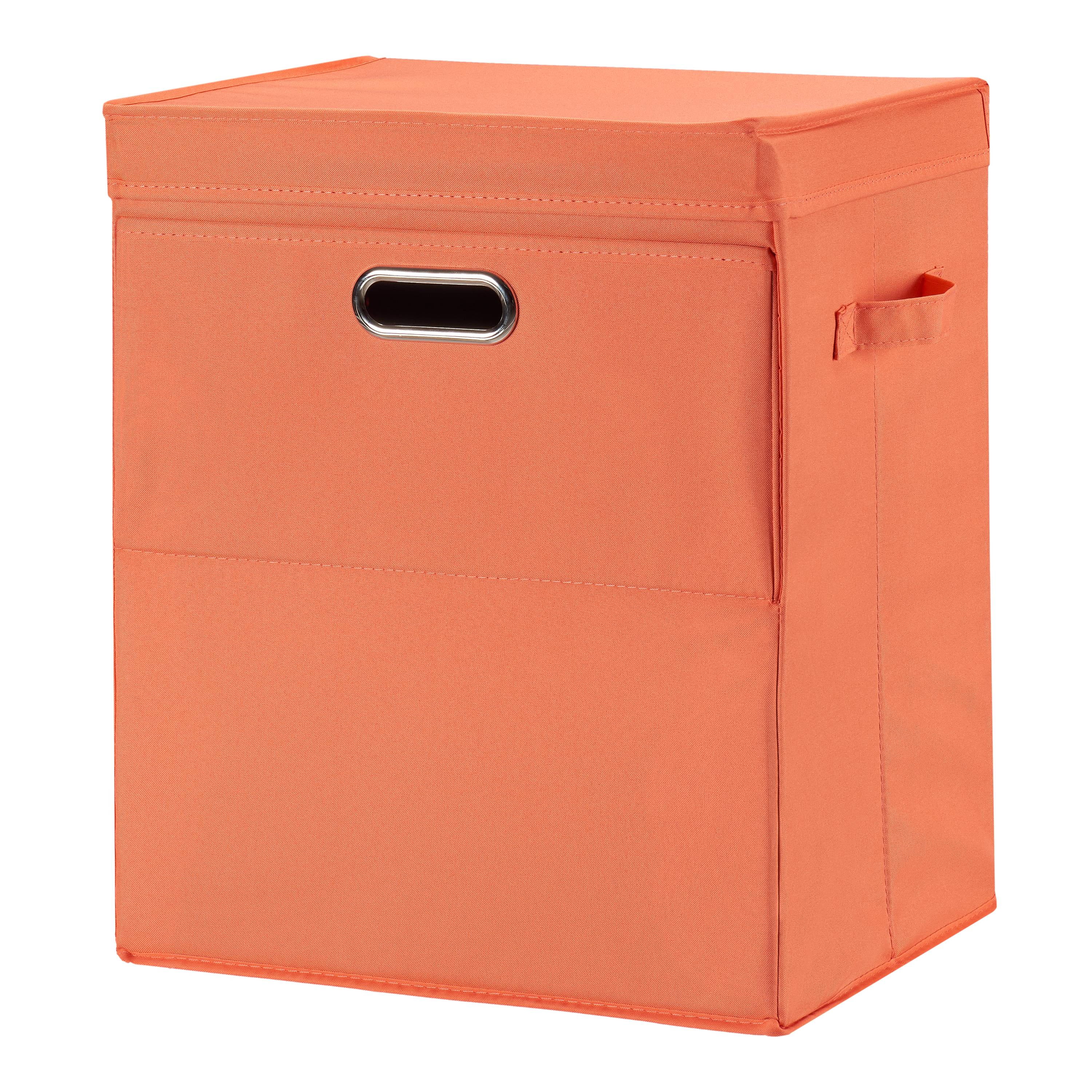 Mainstays Front Loading Stackable Large Laundry Hamper with Lid, Orange