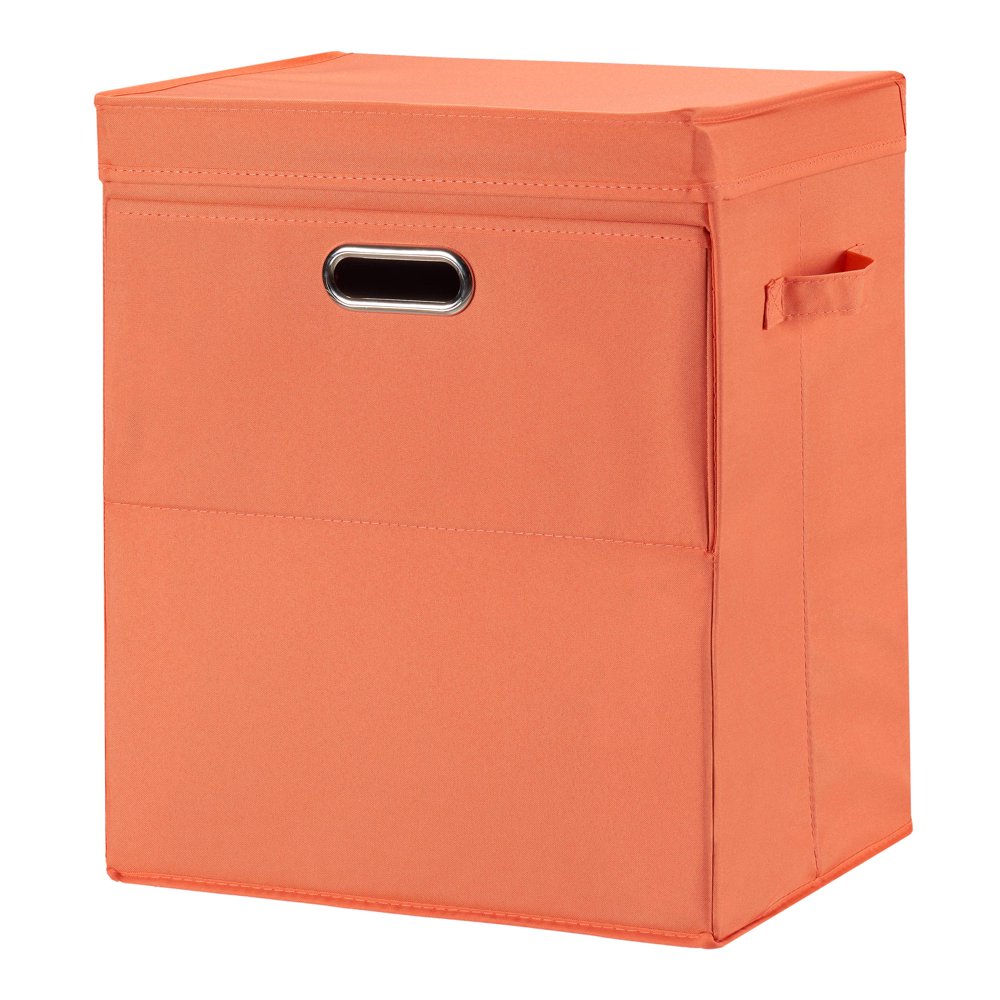 Mainstays Front Loading Stackable Large Laundry Hamper with Lid, Orange
