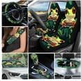 thumbnail image 2 of Yuyamidu Frog Car Seat Covers with Steering Wheel Cover Seat Belt Covers Palm Leaves Cup Coasters Car Sun Shade Key Chain Rearview Mirror Cover Handbrake Cover Set 16 PCS Auto Accessories, Green, 2 of 7