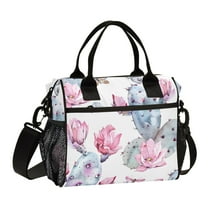 Pink Cactus and Butterflies Flowers Cooler Bag Lunch Bag Soft Cooler Cooling Tote Insulated Lunch Box for Adult Men Women
