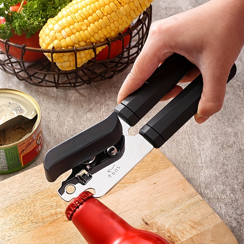 2pcs Stainless Steel Can Opener, 3-in-1 Multi-Function Manual Can Opener, Home Kitchen Can Opener, Safe Labor-Saving Multi-Purpose Bottle Opener