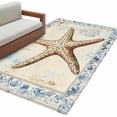thumbnail image 2 of 3'x5' Area Rugs, Coastal Beach Starfish Indoor Outdoor Area Rug for Living Room Bedroom, Summer Vintage Watercolor Wave Washable Bathroom Rugs Kitchen Floor Carpet Mats Home Decor Aesthetic, 2 of 8