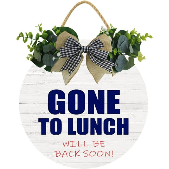Eveokoki 12" Out To Lunch Signs For Office Door, Gone To Lunch Will Be Back Soon Wood Door Sign For Dining Break Room,Food Kitchen,Office Work,Wood Sign,Business Sign