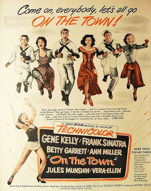 On The Town 1949 Movie Poster Canvas Wall Art Print Gene Kelly Frank Sinatra 40s