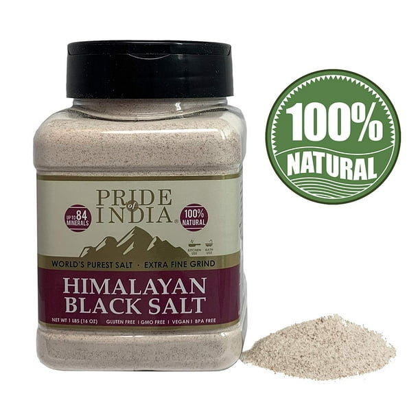Pride of India Himalayan Black Salt Extra Fine, 1.0 lbs (454 Gms) Jar