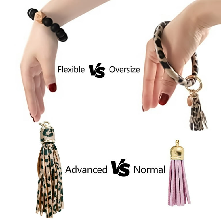 Wrist Key Chain with Beads Silicone Wrist Key Ring Bracelet