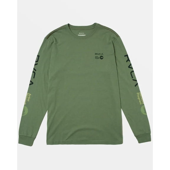 RVCA Mens ANP All Cotton Regular Fit Long Sleeve Tee Jade, Medium