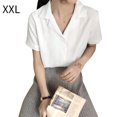 thumbnail image 1 of Camisa de mujer Verano de manga corta con cuello en V Botón suelta Top casual, Blanco, XXL Inevent AP001363-05B, 1 of 7