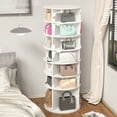 thumbnail image 6 of 7 Tier Rotating Shoe Rack Tower, Spinning Shoe Display Lazy Susan, Revolving 360 Shoe Rack Storage Round Carousel, Vertical Handbag Rotate Shoes Closet Organization, White, 6 of 8