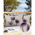 thumbnail image 2 of Pack of 2 Outdoor Pillow Covers, Abstract Purple Tulip Ray Beige Texture Waterproof Square Throw Pillowcase Cushion Decorative Pillow Covers for Couch Patio Tent, 20x12 in, 2 of 6