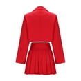thumbnail image 6 of AINIYS Women's 2 Piece Open Front Cropped Suit Long Sleeve Blazer High Waist Solid Pleated Skirt Suit Sets Red M, 6 of 8