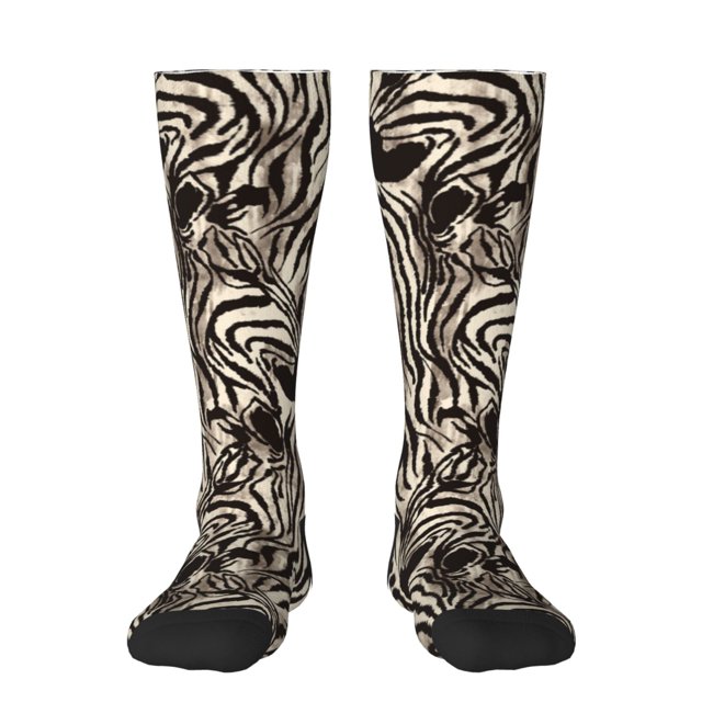 Fotbe Leopard And Zebra1 Calcetas Divertidas Estampadas para Hombre y Mujer, Calcetas de Algodón hasta la Rodilla para Caminar, Correr, Enfermería y Embarazo