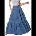 thumbnail image 2 of Faldas Largas de Mezclilla de Cintura Alta con Botones y para Mujer Azul XL, 2 of 10