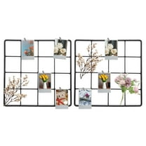 Uxcell 2 Pcs Wire Wall Grid Panel 8" x 8" Metal Photo Hanging Display Grid Shelf with Hook for Art Display Frame Black