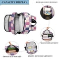 thumbnail image 3 of FORMRS Unisex School Backpack 17" Student Travel Bag with Laptop Compartment, Pink and Purple Plaid Pattern, 3 of 7