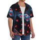 thumbnail image 2 of Balery Cosmic Red Sparkle Dice Camisa Casual de Manga Corta con Botones para Hombre, Texturizada, Estilo Cubano, para Playa, Verano-3X-Large, 2 of 5