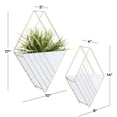 thumbnail image 3 of DecMode 17", 14"H Rectangle White Metal Indoor Outdoor Hanging Geometric Wall Planter (2 Count), 3 of 8