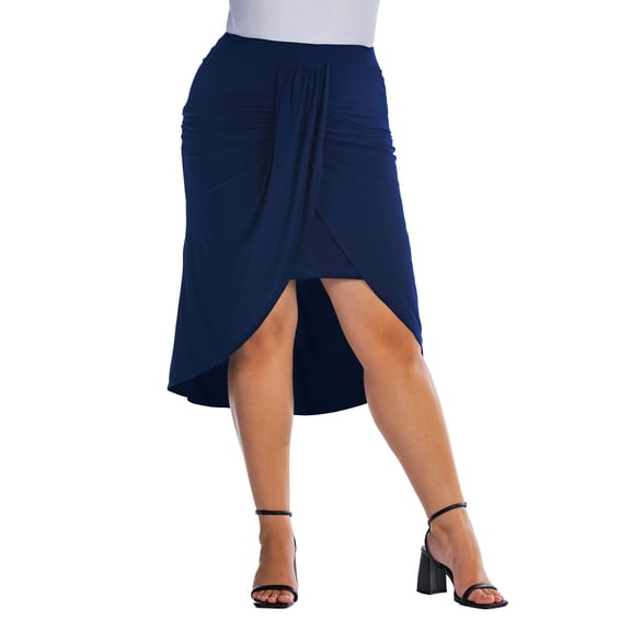 Plus Size Solid Color Knee Length Tulip Skirt