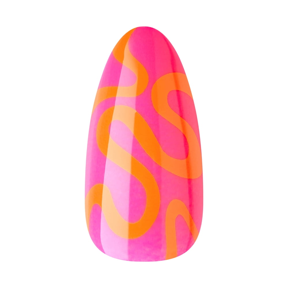 KISS Salon Design Press-On Nails, 'Mood on fleek', Pink, Medium Almond, 27 Ct.