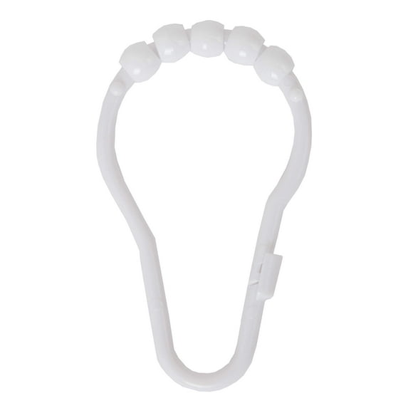 Zenna Home Anneaux de Rideau de Douche à Glissière, Crochets de Douche en Plastique Robustes avec Design à Glissière Lisse, Ensemble de 12, Blanc