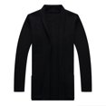 thumbnail image 5 of Men's Knitted Cardigan Chenille Lapel Buttonless Solid Color Simple Business Casual Mens Cardigan Black 4XL, 5 of 6