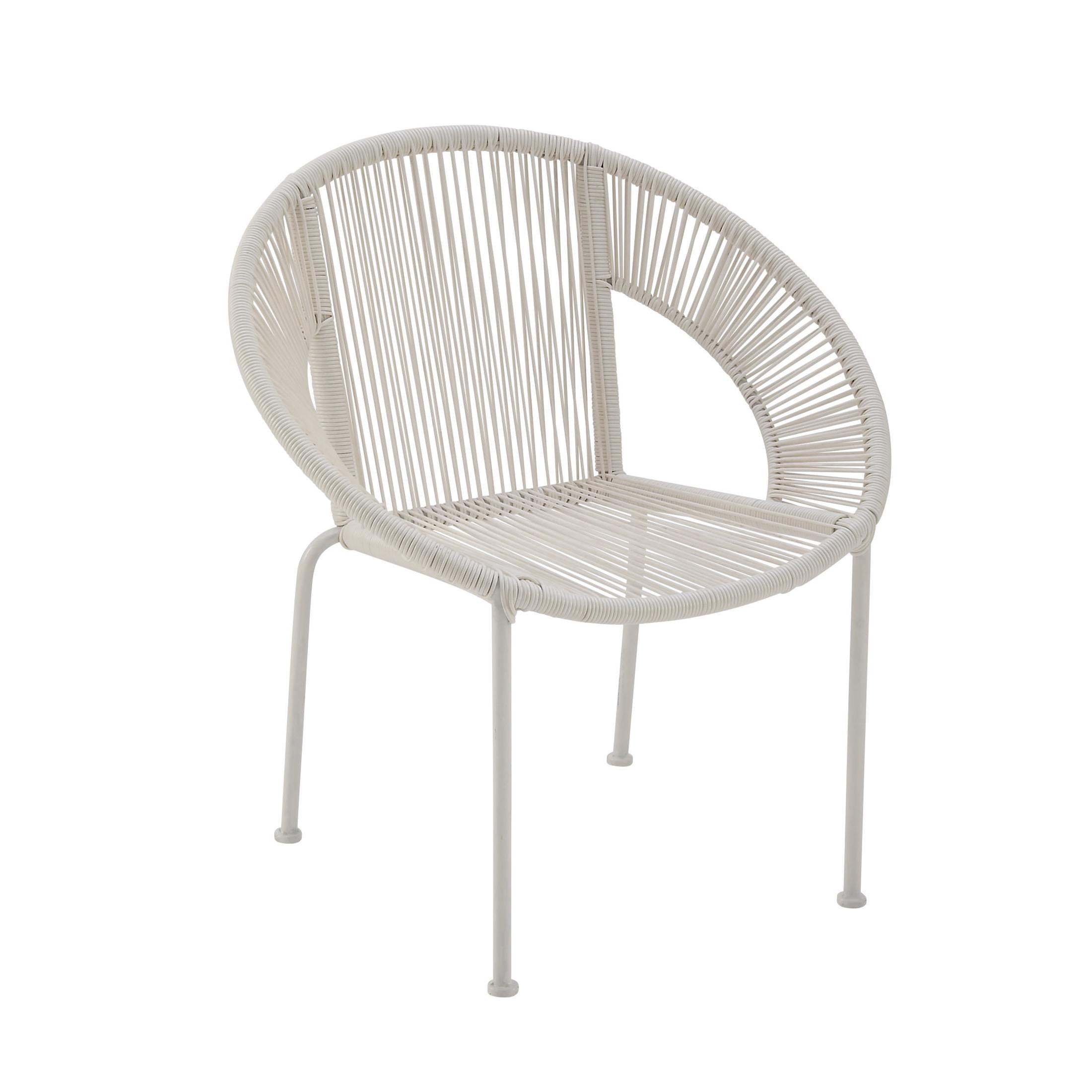 DecMode Plastic Rattan Outdoor Chair - White