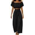 thumbnail image 1 of Conjunto moderno para el día: top con cuello cuadrado y mangas abullonadas y pantalones de pierna ancha - Poliéster - Ropa informal/de vacaciones, 1 of 8
