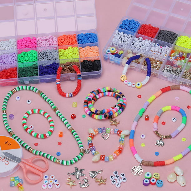 Bracelets Making Kit Kids Jewelry Craft for Girls Toy Clay Beads Flat Preppy  Beads Including Letter