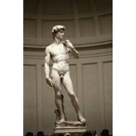 David 1501-1504 Michelangelo Buonarroti 1475-1564 Italian Marble Sculpture Florentine Galleria Dell Accademia - 18 x 24 in.