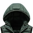 thumbnail image 4 of Men's Casual Trendy Rib Pattern Sleeveless Cotton Vest - Hooded Solid Color Slim-fit Cotton-padded Jacket, Army Green, Size L, 4 of 4