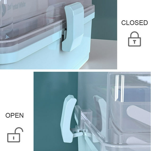 Pill Storage Box 3-Layer Large Capacity Home Sundries Organizer 3-Layer Cosmetics Case Plastic Sundries Organizer, Heightened Style, Light Blue
