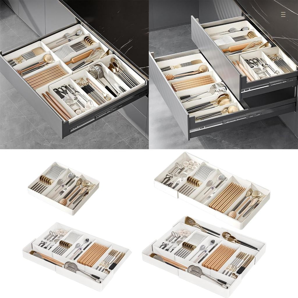 Necvior Multifunctional Drawer Storage Box Effective Kitchen Organization Holder Expandable Drawer Separator for Utensils