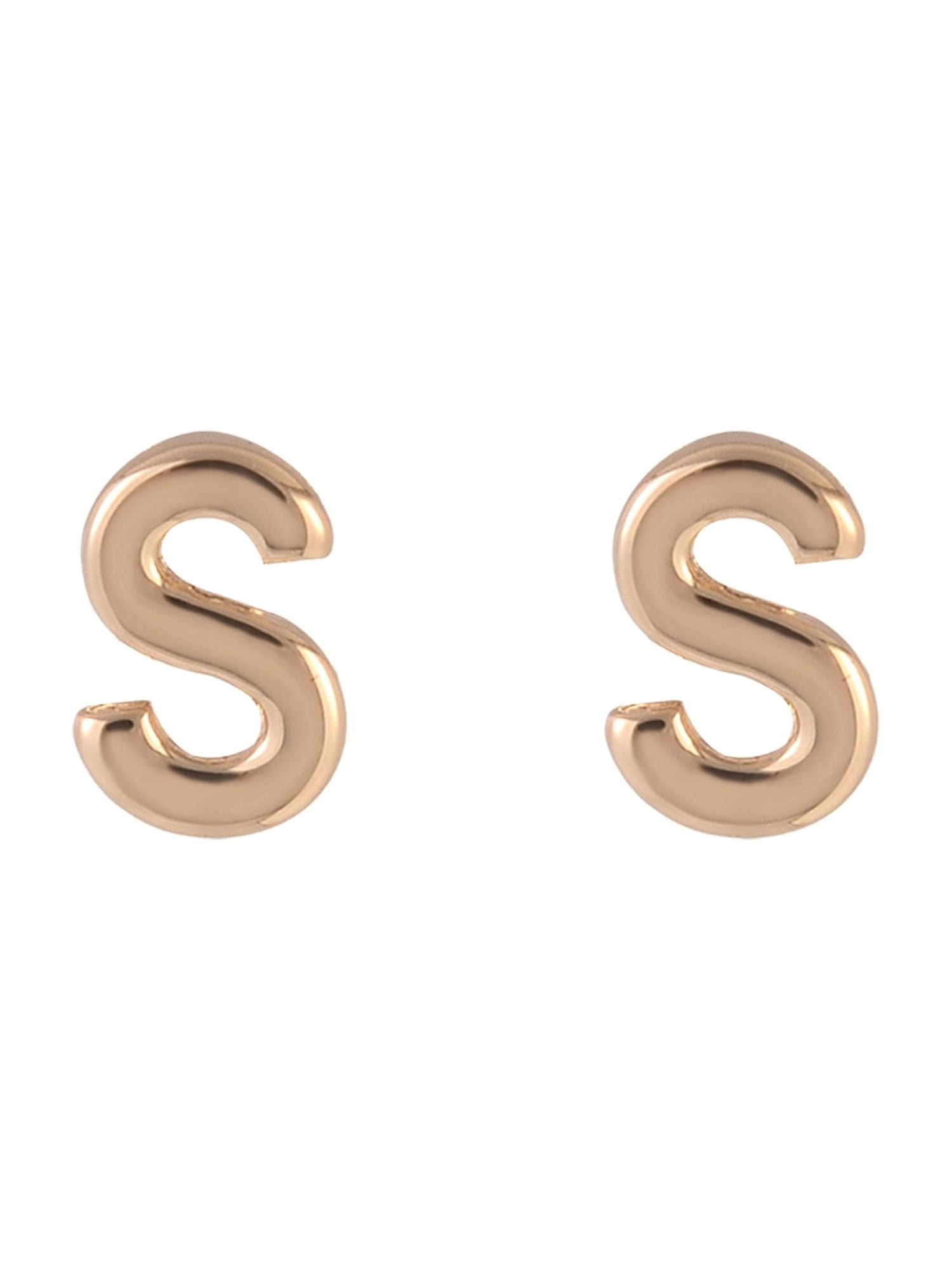 Time and Tru Goldtone 5pc Crystal Studs Hoop Initial "S"Earring Set