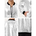 thumbnail image 6 of INSPIRE CHIC Men's Jackets Long Sleeve Zipper Glitter Bomber Jacket Coats L Silver, 6 of 6