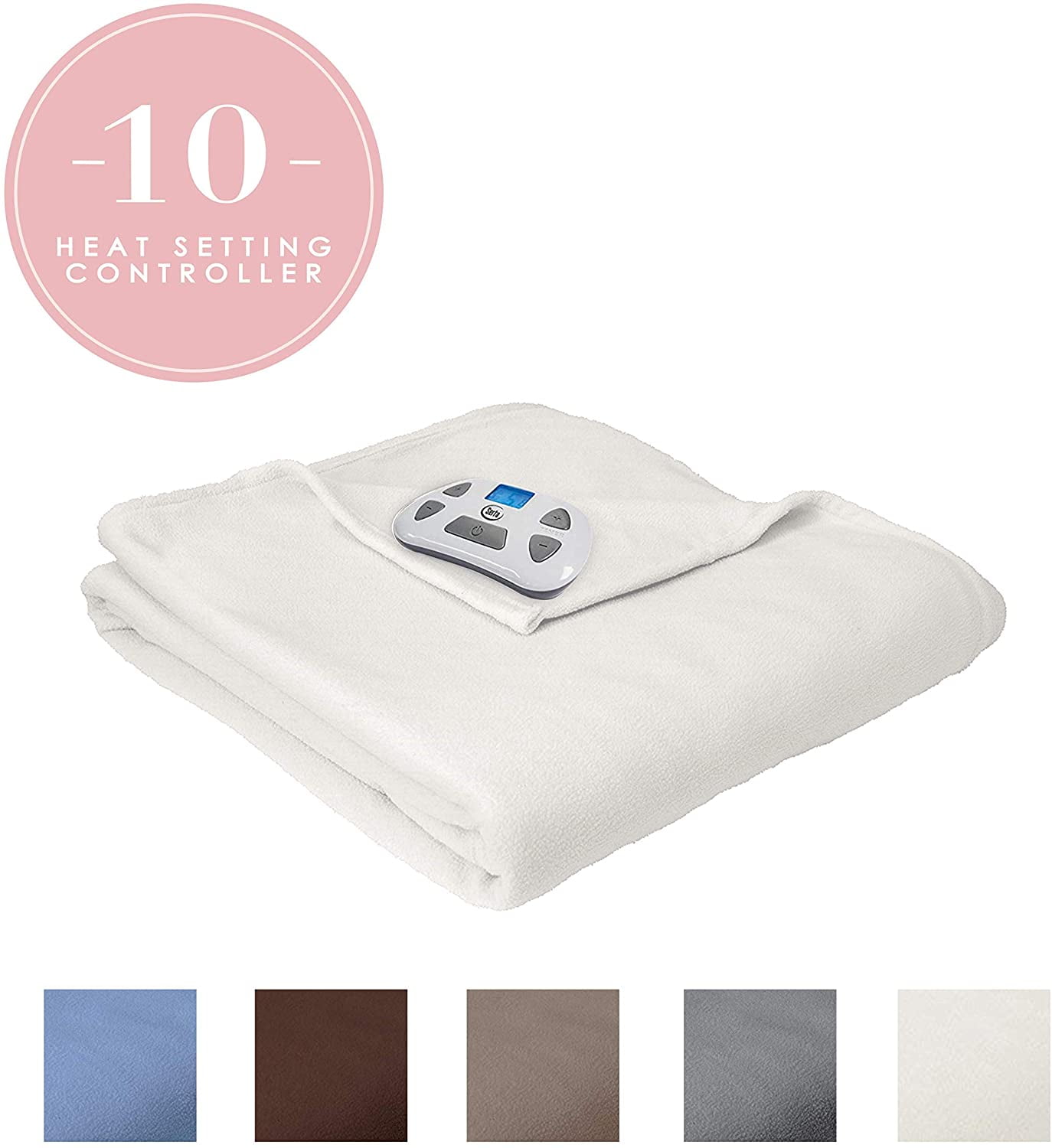 Serta MicroFleece Electric Heated Warming Blanket Full Natural