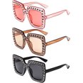 thumbnail image 1 of 3 Piezas Gafas de Sol de Gran Tamaño con Diamantes de Imitación, Gafas Cuadradas de Diamantes Neutros, Gafas de Sol con Montura Gruesa de Cristal Brillante, Gafas de Vacaciones Brillantes, Accesorios de Ropa para Hombres y Mujeres Excelente Rendimiento, 1 of 5