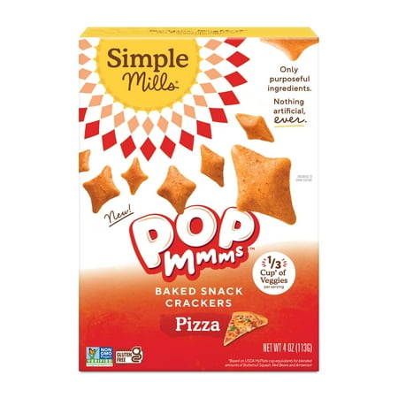 Simple Mills Pop Mmms Pizza Baked Snack Crackers Gluten-Free 4 Ounce (Pack of 1) YUN12 YUN12