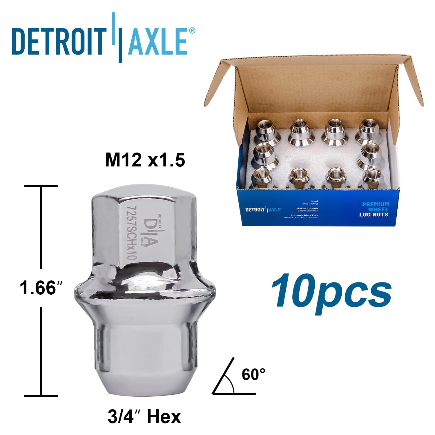 Detroit Axle - Wheel Lug Nuts for 2008-2020 Dodge Grand Caravan Chrysler Town & Country Volkswagen Routan Ram C/V Cargo Van, 20 Wheel Lug Nuts 2009 2010 2011 2012 13 14 15 16 17 18 19 Replacement
