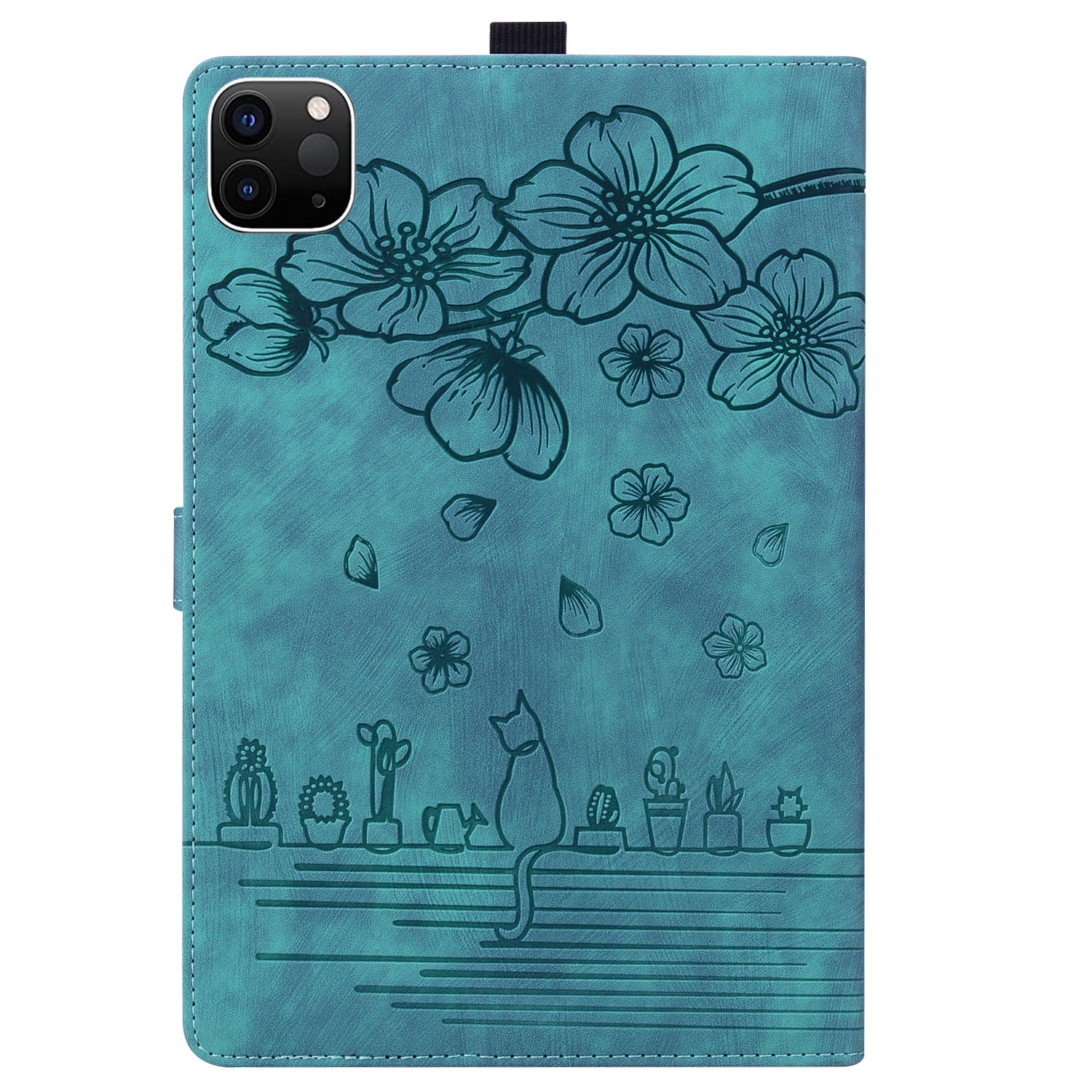 Allytechgroup iPad Air 13-inch Case 2024, iPad Pro 12.9 Case 2022/2021/2020/2018, Flip Cover Flower Embossed Stand Auto Sleep Wake Shockproof Pencil Holder Case for Apple iPad Air 13, Green