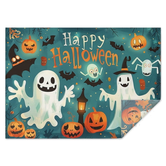 Rectangle Table Cover Happy Halloween Spooky Bat Pumpkin Ghost Table Cloth,Decor Foldable Table Covers for Picnic Catering Halloween Fall Thanksgiving Christmas
