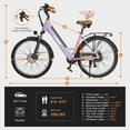 thumbnail image 3 of Core-Swept Step Thru Electric Bike for Adults, Peak 749W Brushless Motor Ebike,26 inch Electric Bicycle, 7 Speed E-Bikes Purple, 3 of 4