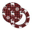 thumbnail image 2 of Lsque Plaid Reindeer Snowflakes Pattern Round Bar chair cushion covers Velvet Fabric Premium Comfort Protects from Scratches and Stains for 14-17 Inch Chair-14 inch, 2 of 7